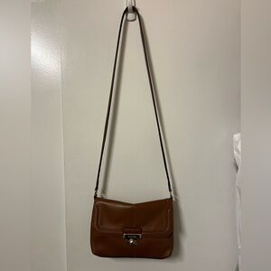 Calvin Klein Messenger Shoulder Bag in Cognac and Gold Hardware